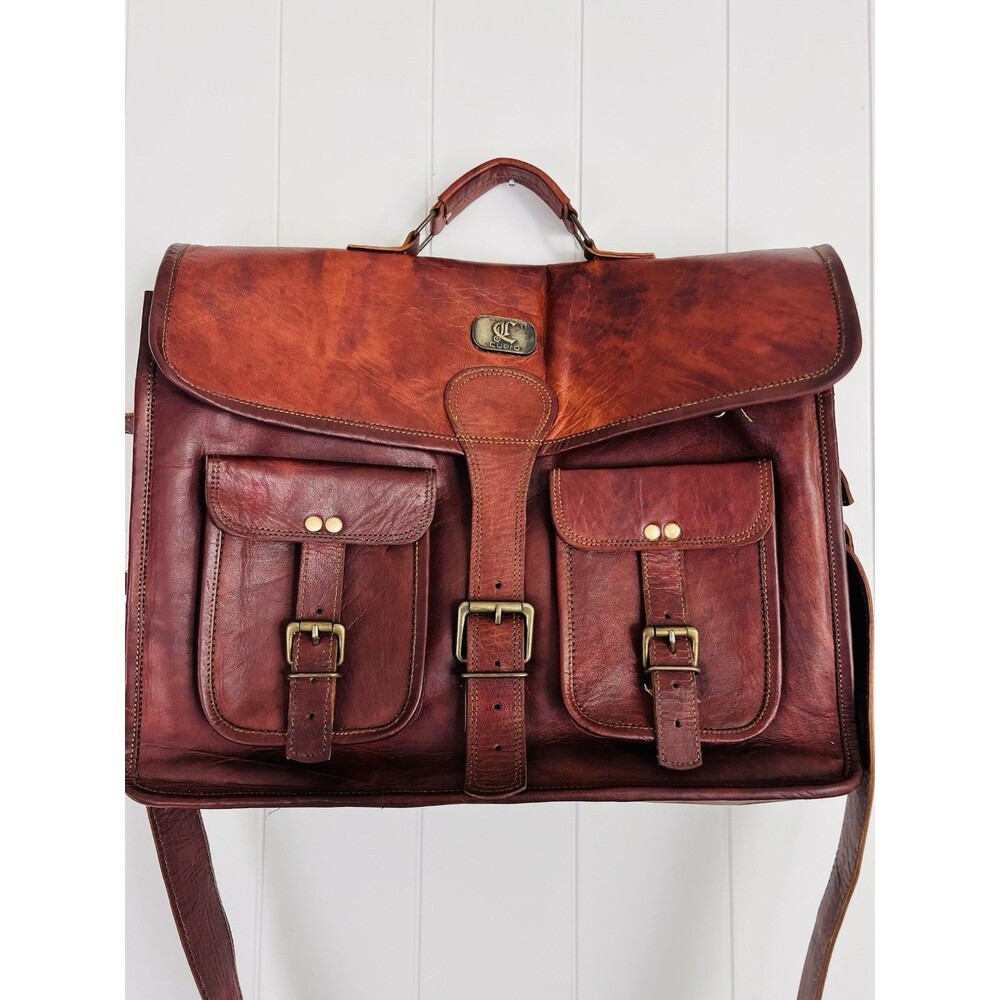 Vintage Cuero Handmade Leather Messenger Bag Laptop Briefcase Travel Satchel Men